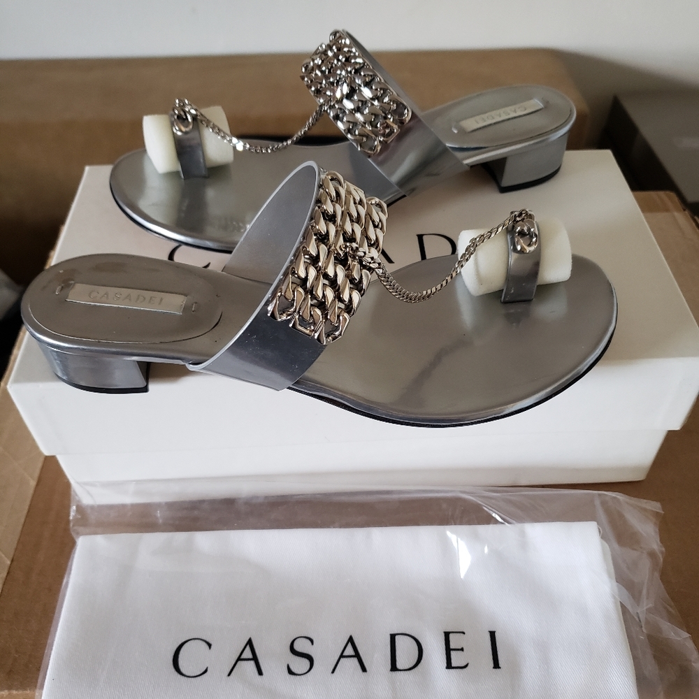 CASADEI CANDY LUX SILVER SANDALS